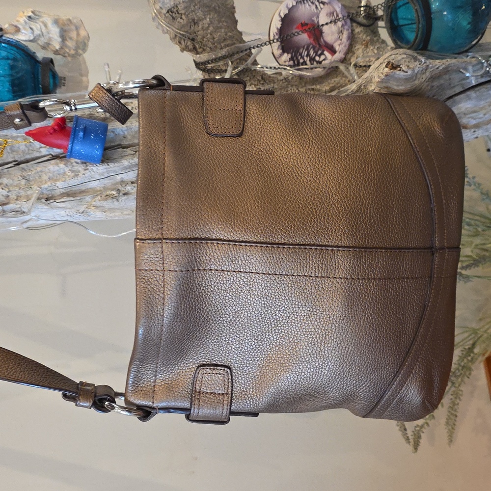 Coach Bronze Metallic Belted Chain Accent Convertable Shoulder Bag - Picture 5 of 9